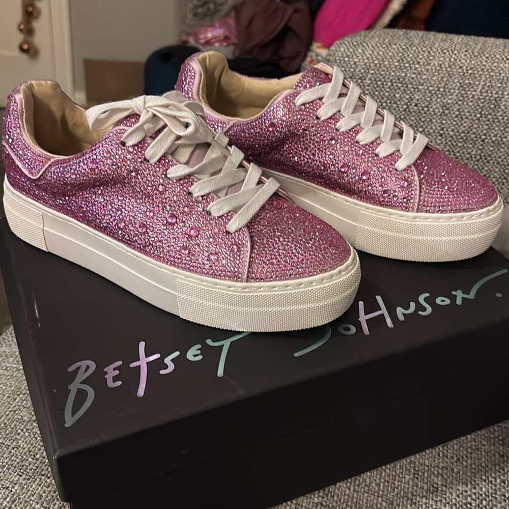 Betsey Johnson pink sparkle sneakers